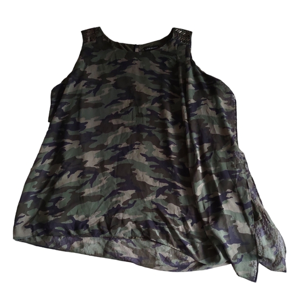 Lane Bryant Size 24 Green Camo Military Sleeveless Tunic Top - Picture 1 of 16